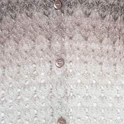  Missoni Black/White Perforated Lurex Knit Button Front Long Cardigan S