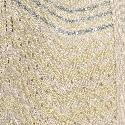 مملوكة مسبقًا M Missoni Beige Pinhole/Wave Patterned Knit Cardigan M