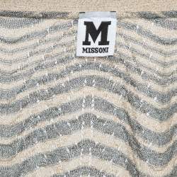 مملوكة مسبقًا M Missoni Beige Pinhole/Wave Patterned Knit Cardigan M