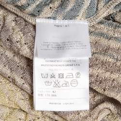 مملوكة مسبقًا M Missoni Beige Pinhole/Wave Patterned Knit Cardigan M