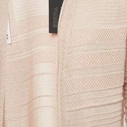 Pre Owned M Missoni Pink Patterned Lurex Knit Front Open Long Cardigan S