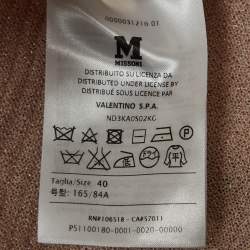 Pre Owned M Missoni Pink Patterned Lurex Knit Front Open Long Cardigan S