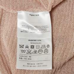 Pre Owned M Missoni Pink Patterned Lurex Knit Front Open Long Cardigan S