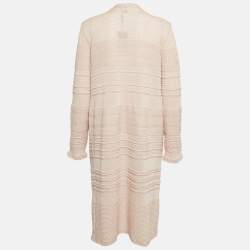 Pre Owned M Missoni Pink Patterned Lurex Knit Front Open Long Cardigan S