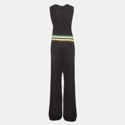 Pre Owned M Missoni Black Jersey Contrast Waist Trim Jumpsuit M