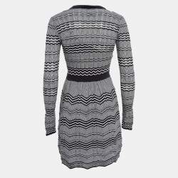 Pre Owned M Missoni Black/White Patterned Knit Mini Dress S
