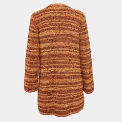 Pre Owned M Missoni Multicolor Tweed Double Breasted Long Jacket M