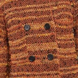 Pre Owned M Missoni Multicolor Tweed Double Breasted Long Jacket M