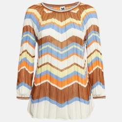 Pre Owned M Missoni Multicolor Pointelle Knit Knit Blouse L
