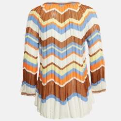 Pre Owned M Missoni Multicolor Pointelle Knit Knit Blouse L