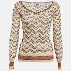Pre Owned M Missoni Chevron Pattern Knit V-Neck Sweatshirt S