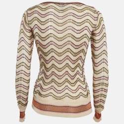 Pre Owned M Missoni Chevron Pattern Knit V-Neck Sweatshirt S