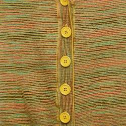 Pre Owned M Missoni Yellow Stripe Knit and Silk Buttoned Cardigan M