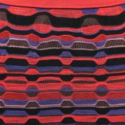 Pre Owned M Missoni Red Patterned Knit Maxi Skirt S