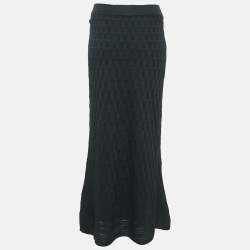 Pre Owned M Missoni Black Patterned Knit Maxi Skirt S