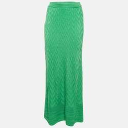 Pre Owned M Missoni Green Chevron Knit Maxi Skirt S
