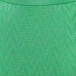 Pre Owned M Missoni Green Chevron Knit Maxi Skirt S
