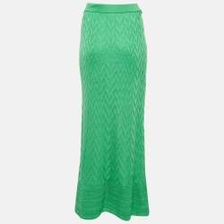 Pre Owned M Missoni Green Chevron Knit Maxi Skirt S