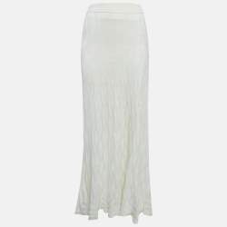 Pre Owned M Missoni White Chevron Knit Maxi Skirt L