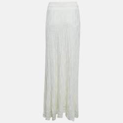 Pre Owned M Missoni White Chevron Knit Maxi Skirt L