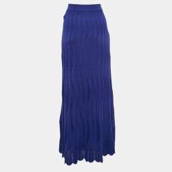 Pre Owned M Missoni Blue Patterned Knit Maxi Skirt M