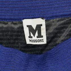 Pre Owned M Missoni Blue Patterned Knit Maxi Skirt M