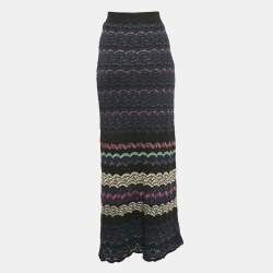Pre Owned M Missoni Black Chevron Knit Maxi Skirt S