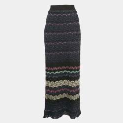 Pre Owned M Missoni Black Chevron Knit Maxi Skirt S