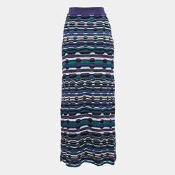 Pre Owned M Missoni Multicolor Patterned Knit Midi Skirt M