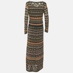 Pre Owned M Missoni Multicolor Perforated Lurex Knit Maxi Dress M