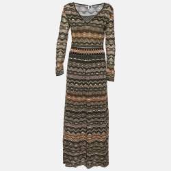 Pre Owned M Missoni Multicolor Perforated Lurex Knit Maxi Dress M