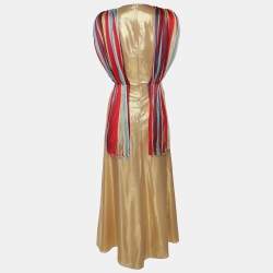 Pre Owned M Missoni Gold Silk Maxi Dress M