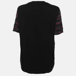 Pre Owned M Missoni Black/Purple Cotton Crew Neck Top M