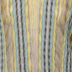 Pre Owned M Missoni Grey/Yellow Knit Fabric Top M