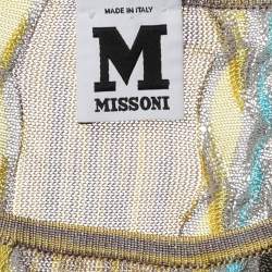 Pre Owned M Missoni Grey/Yellow Knit Fabric Top M