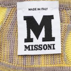Pre Owned M Missoni Grey/Yellow Knit Fabric Top M