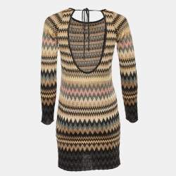 Pre Owned M Missoni Multicolor Chevron Lurex Knit Mini Dress S