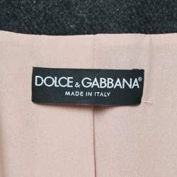 Pre Owned Dolce & Gabbana Grey Wool Double Breasted Coat M
