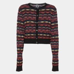 Pre Owned M Missoni Multicolor Striped Lurex Knit Cardigan L
