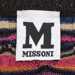 Pre Owned M Missoni Multicolor Striped Lurex Knit Cardigan L