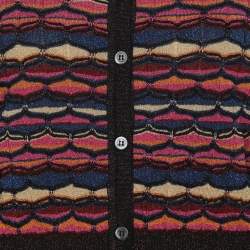 Pre Owned M Missoni Multicolor Striped Lurex Knit Cardigan L