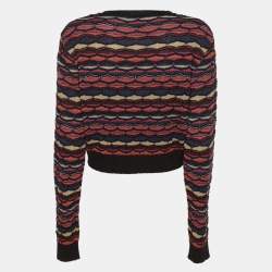 Pre Owned M Missoni Multicolor Striped Lurex Knit Cardigan L