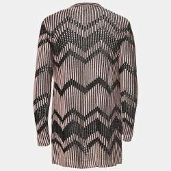 Pre Owned M Missoni Black/Pink Stripe Lurex Knit Front Open Cardigan S