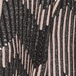 Pre Owned M Missoni Black/Pink Stripe Lurex Knit Front Open Cardigan S