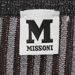 Pre Owned M Missoni Black/Pink Stripe Lurex Knit Front Open Cardigan S