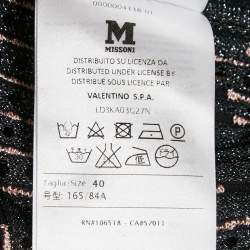 Pre Owned M Missoni Black/Pink Stripe Lurex Knit Front Open Cardigan S