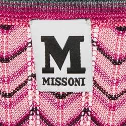 مملوكة مسبقًا M Missoni Pink Chevron Pointelle Knit Button Front Cardigan M