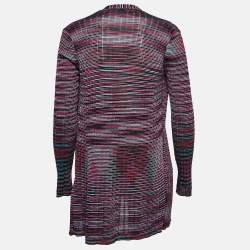 Pre Owned M Missoni Purple Patterned Knit Open Front Cardigan M