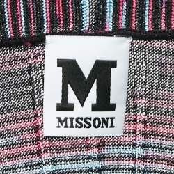 Pre Owned M Missoni Purple Patterned Knit Open Front Cardigan M
