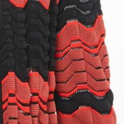 Pre Owned M Missoni Red/Black Patterned Knit Open Front Cardigan S